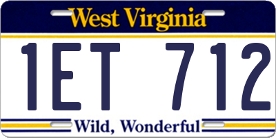 WV license plate 1ET712