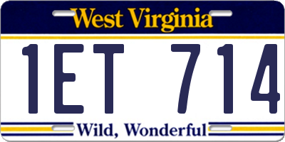 WV license plate 1ET714
