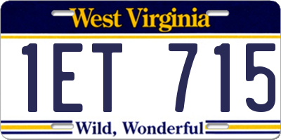 WV license plate 1ET715