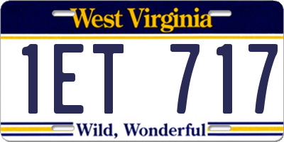 WV license plate 1ET717