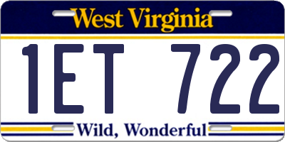 WV license plate 1ET722