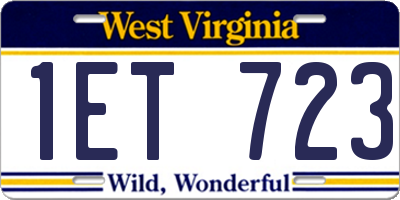WV license plate 1ET723