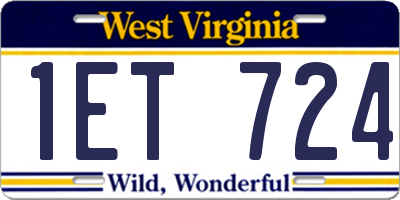 WV license plate 1ET724