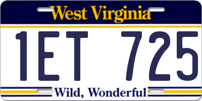 WV license plate 1ET725