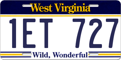 WV license plate 1ET727