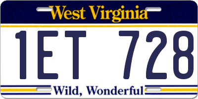 WV license plate 1ET728