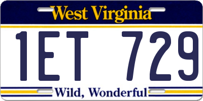 WV license plate 1ET729