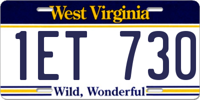 WV license plate 1ET730