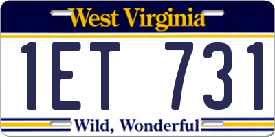 WV license plate 1ET731