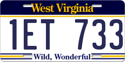 WV license plate 1ET733