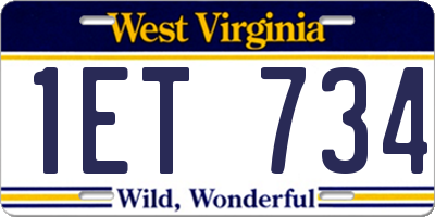 WV license plate 1ET734