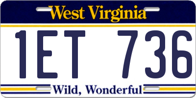 WV license plate 1ET736