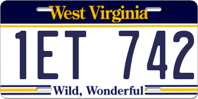 WV license plate 1ET742