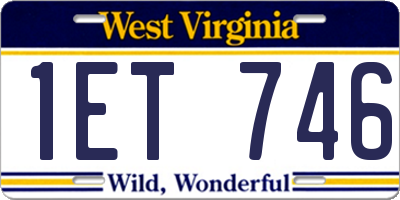WV license plate 1ET746