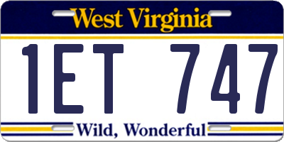 WV license plate 1ET747