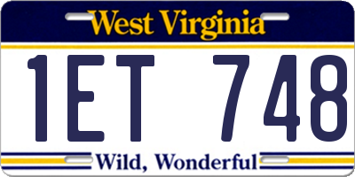 WV license plate 1ET748