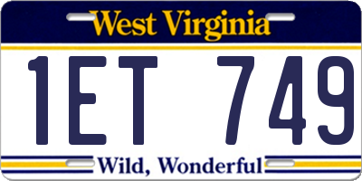 WV license plate 1ET749