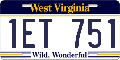 WV license plate 1ET751
