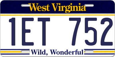 WV license plate 1ET752