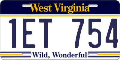 WV license plate 1ET754