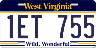 WV license plate 1ET755
