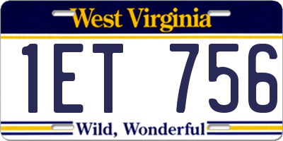 WV license plate 1ET756