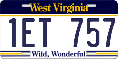 WV license plate 1ET757