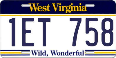 WV license plate 1ET758