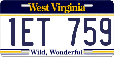 WV license plate 1ET759