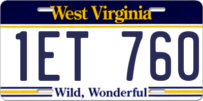 WV license plate 1ET760