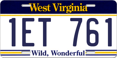 WV license plate 1ET761
