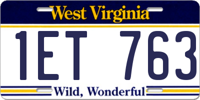WV license plate 1ET763