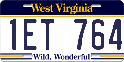 WV license plate 1ET764