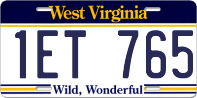 WV license plate 1ET765