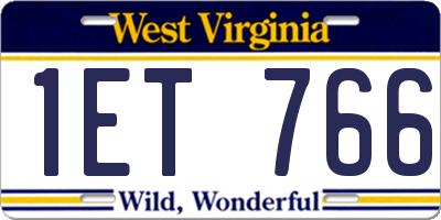 WV license plate 1ET766