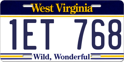 WV license plate 1ET768