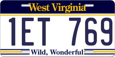 WV license plate 1ET769