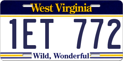 WV license plate 1ET772