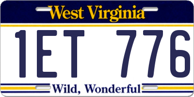 WV license plate 1ET776