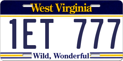 WV license plate 1ET777