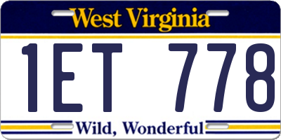 WV license plate 1ET778
