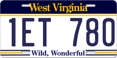 WV license plate 1ET780