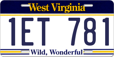 WV license plate 1ET781