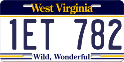 WV license plate 1ET782