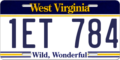 WV license plate 1ET784