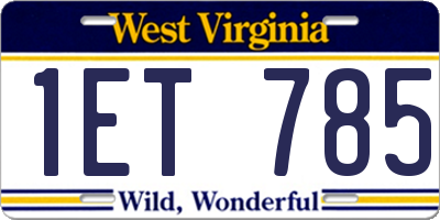 WV license plate 1ET785