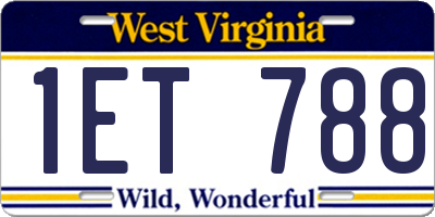 WV license plate 1ET788