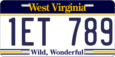 WV license plate 1ET789