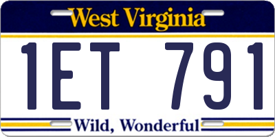 WV license plate 1ET791