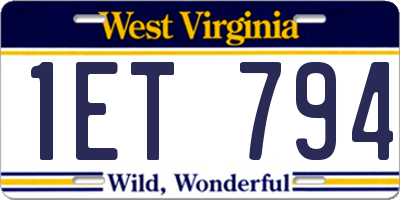 WV license plate 1ET794